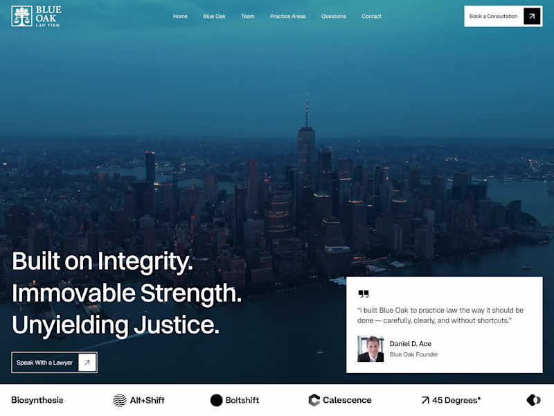 Cover image for Blue Oak — Law Firm Landing Page