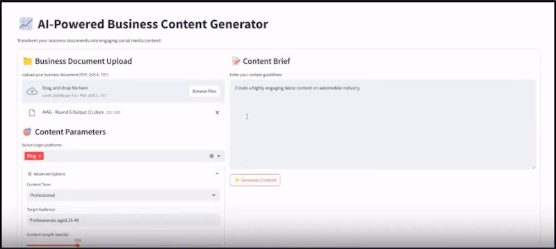 Cover image for AI-Powered Business Content Generator: Documents