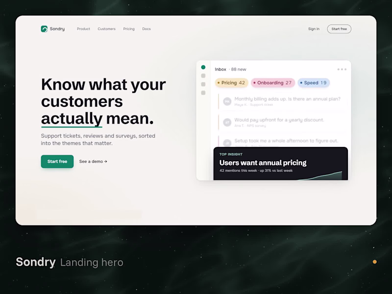 Cover image for Sondry: an animated landing-page hero