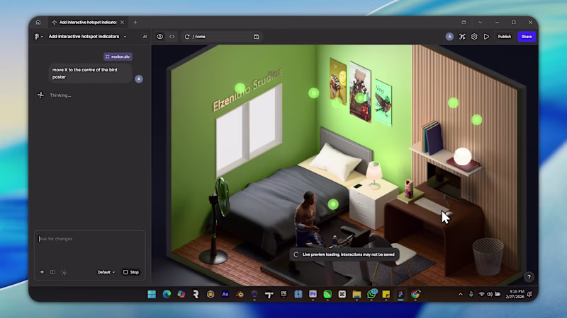 Cover image for Explore My Unique Interactive 3D Portfolio Room in Figma