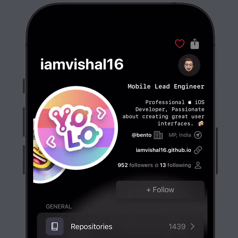 Cover image for Github app Concept design in SwiftUI