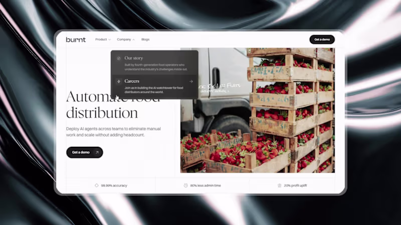 Cover image for Burnt Website Made in Webflow