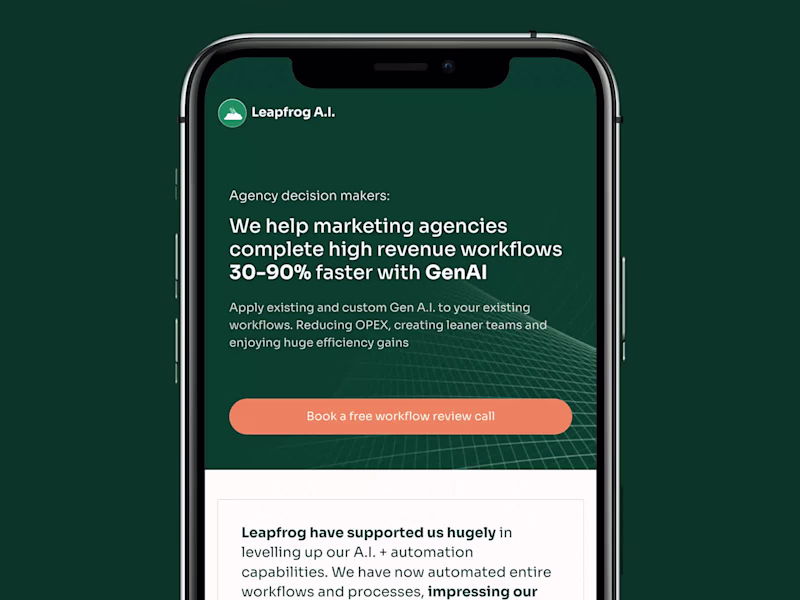 Cover image for Leapfrog.ai | Webflow Build | Built in 7 Days