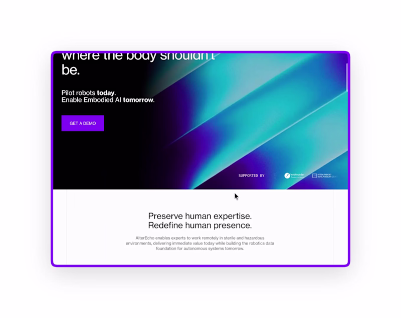 Cover image for AlterEcho: a bold startup landing page built in 72 hours