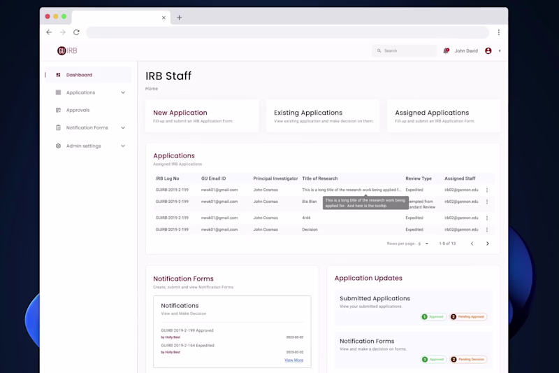 Cover image for Gannon University IRB: Multi-Tenant UX/UI & Product Strategy