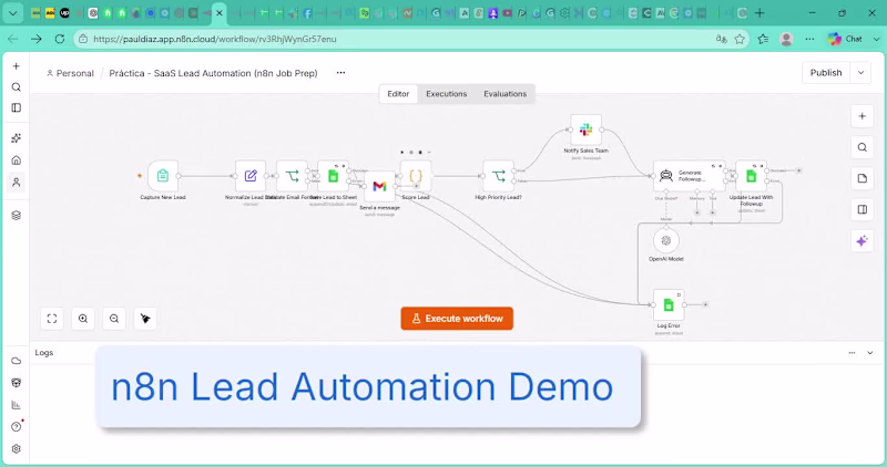 Cover image for AI Lead Automation with n8n, Google Sheets & Slack