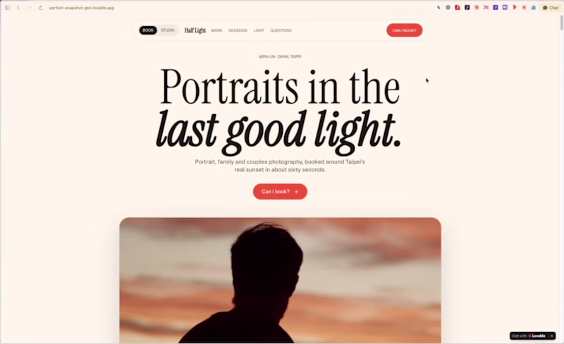 Cover image for Half Light: book a photographer