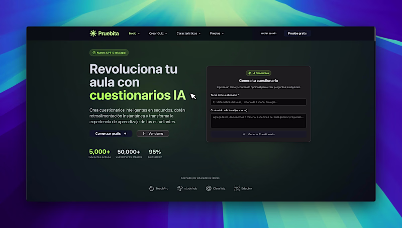 Cover image for Pruebita - AI Quiz Generator App