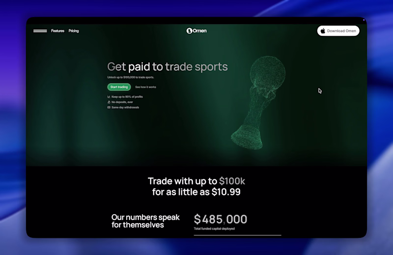 Cover image for Landing page for Omen trade,