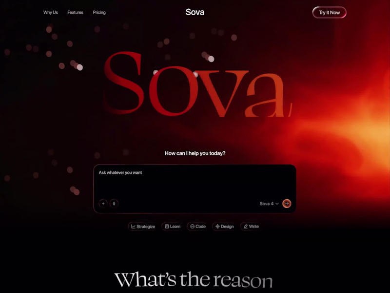 Cover image for Sova - AI Smart Assistant Landing Page Design Introducing So...