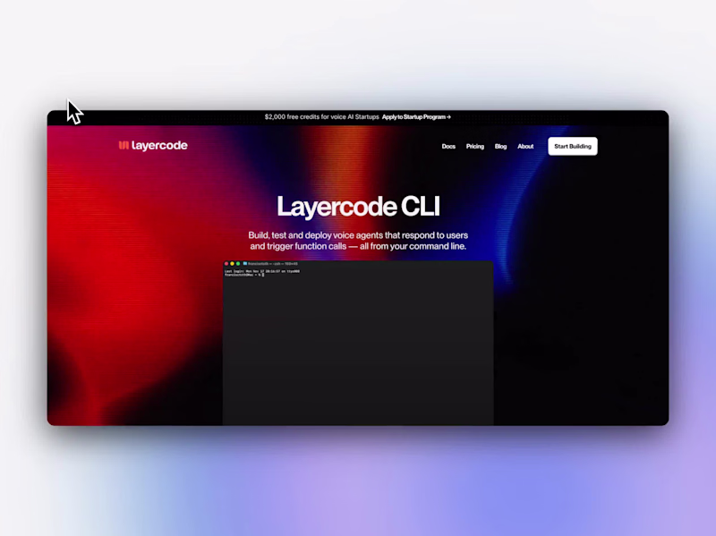 Cover image for New CLI Landing Page for Layercode AI