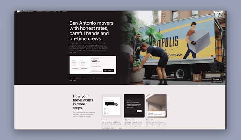 Cover image for Swift Haul Movers Website Demo