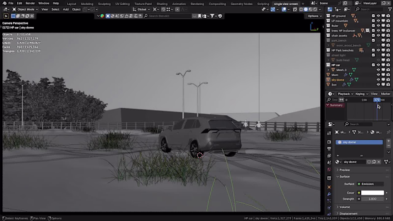 Cover image for Car on landscape WIP:

Added detailed