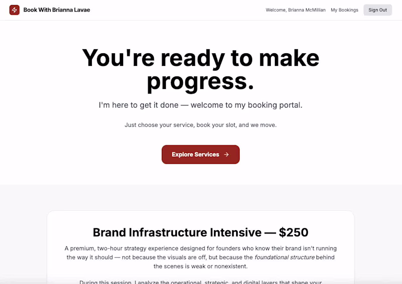 Cover image for Custom Booking & Operations System for Brianna Lavaé