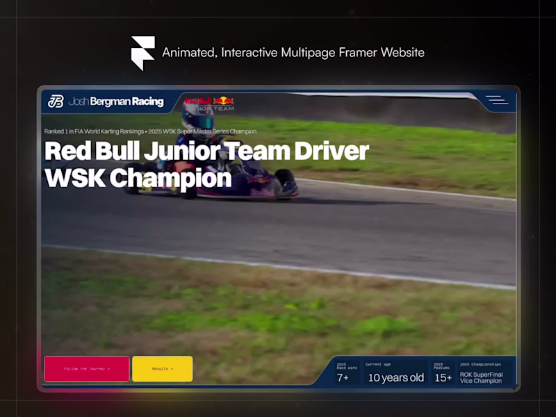 Cover image for Josh Bergman Racing - Dynamic Multi-Page Animated Framer Website