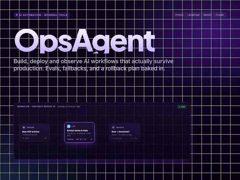 Cover image for OpsAgent. AI Workflow Automation Builder for Back-Office Teams
