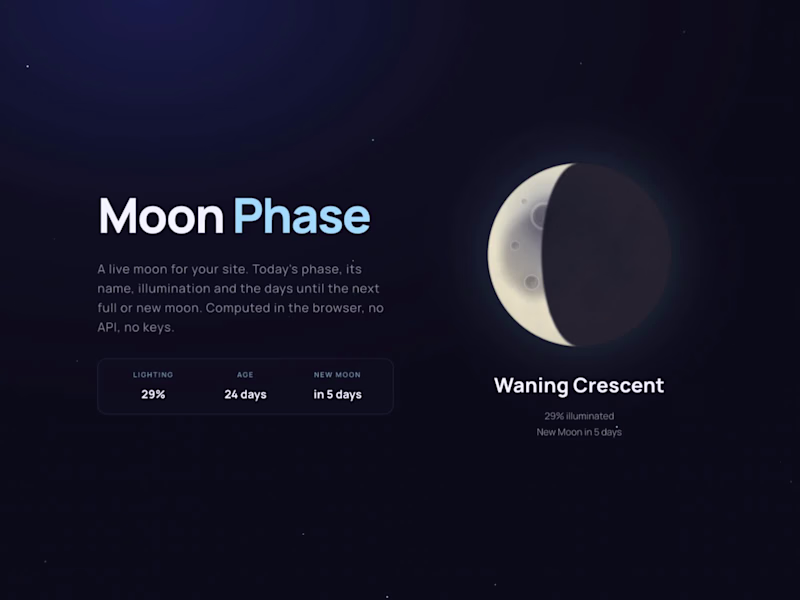 Cover image for Moon Phase. A live moon