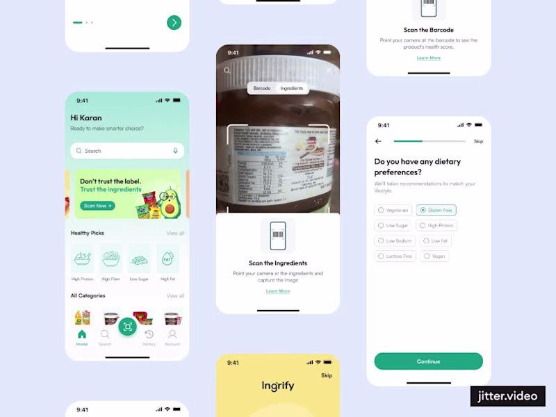 Cover image for Ingrify – AI Ingredient Transparency App Design