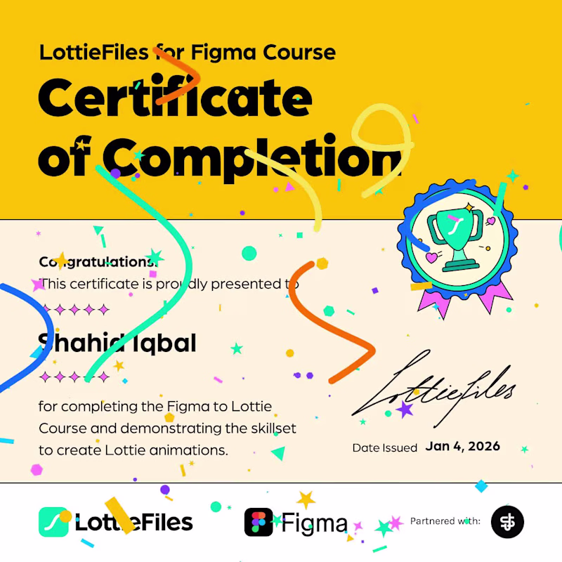 Cover image for 🎉 Just earned my LottieFiles for Figma Certification ✅ Exci...