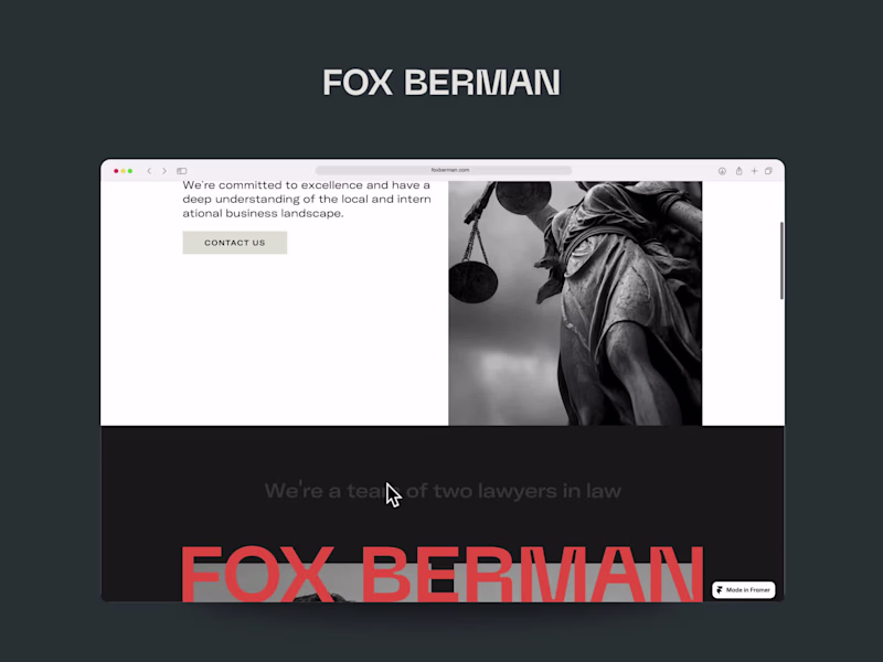 Cover image for Fox Berman • Website for a Law Firm (Framer)