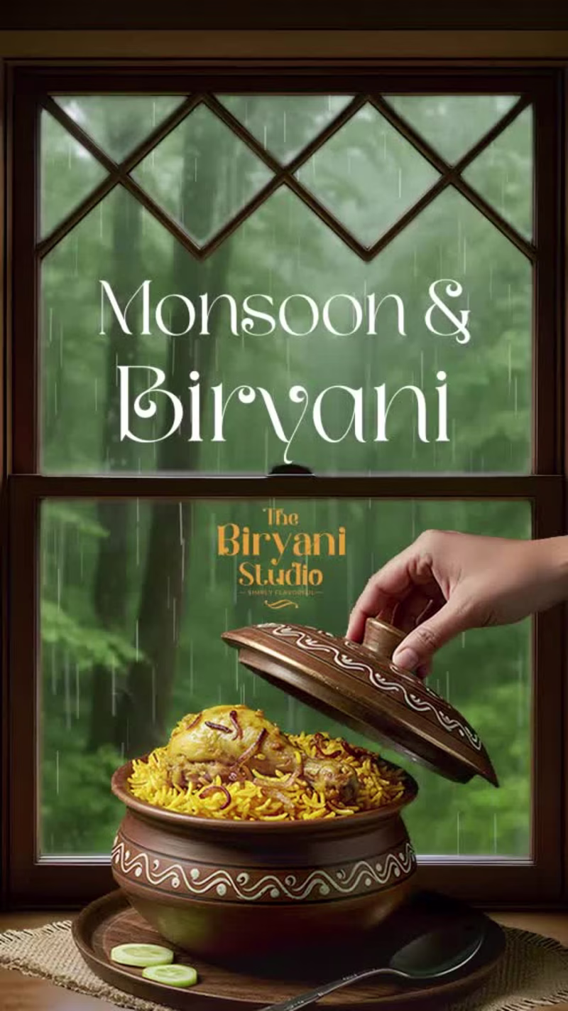 Cover image for Monsoon & Biryani - Rain Food Reel Animation