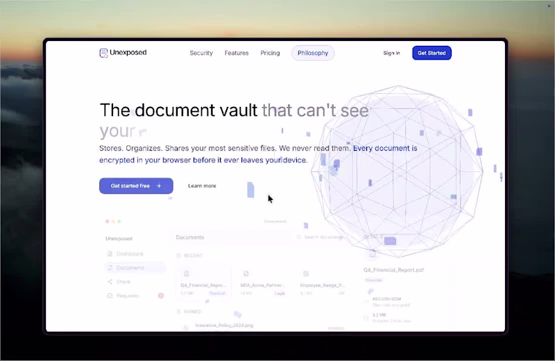 Cover image for Unexposed – The Document Vault That Can't See Your Documents