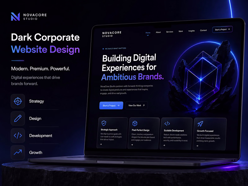 Cover image for NovaCore Studio Dark Corporate Website Design