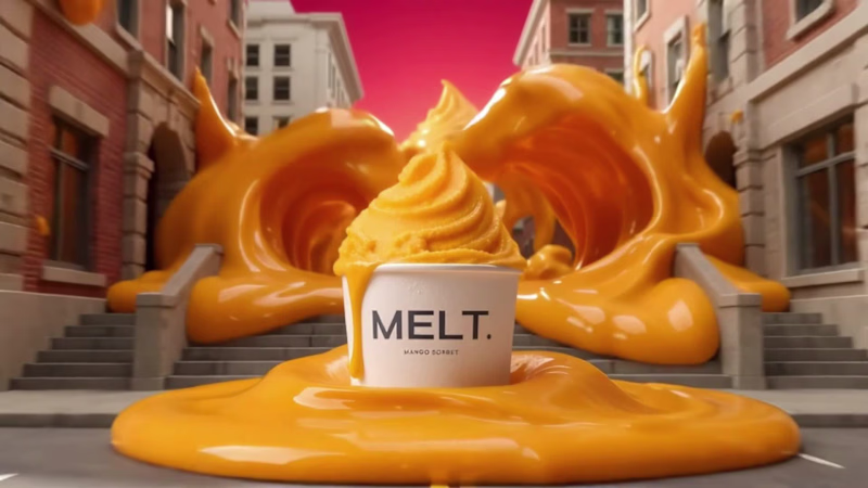 Cover image for AI-generated product campaign for MELT. — a fictional sorbet...