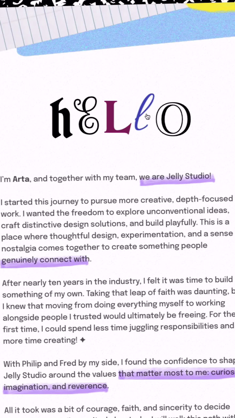 Cover image for Glimpses into Jelly Studio website!