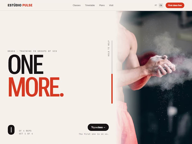 Cover image for Estúdio Pulse — a gym website where the headline does the reps