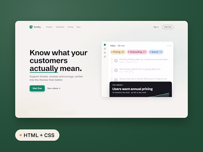 Cover image for Sondry: an animated landing-page hero