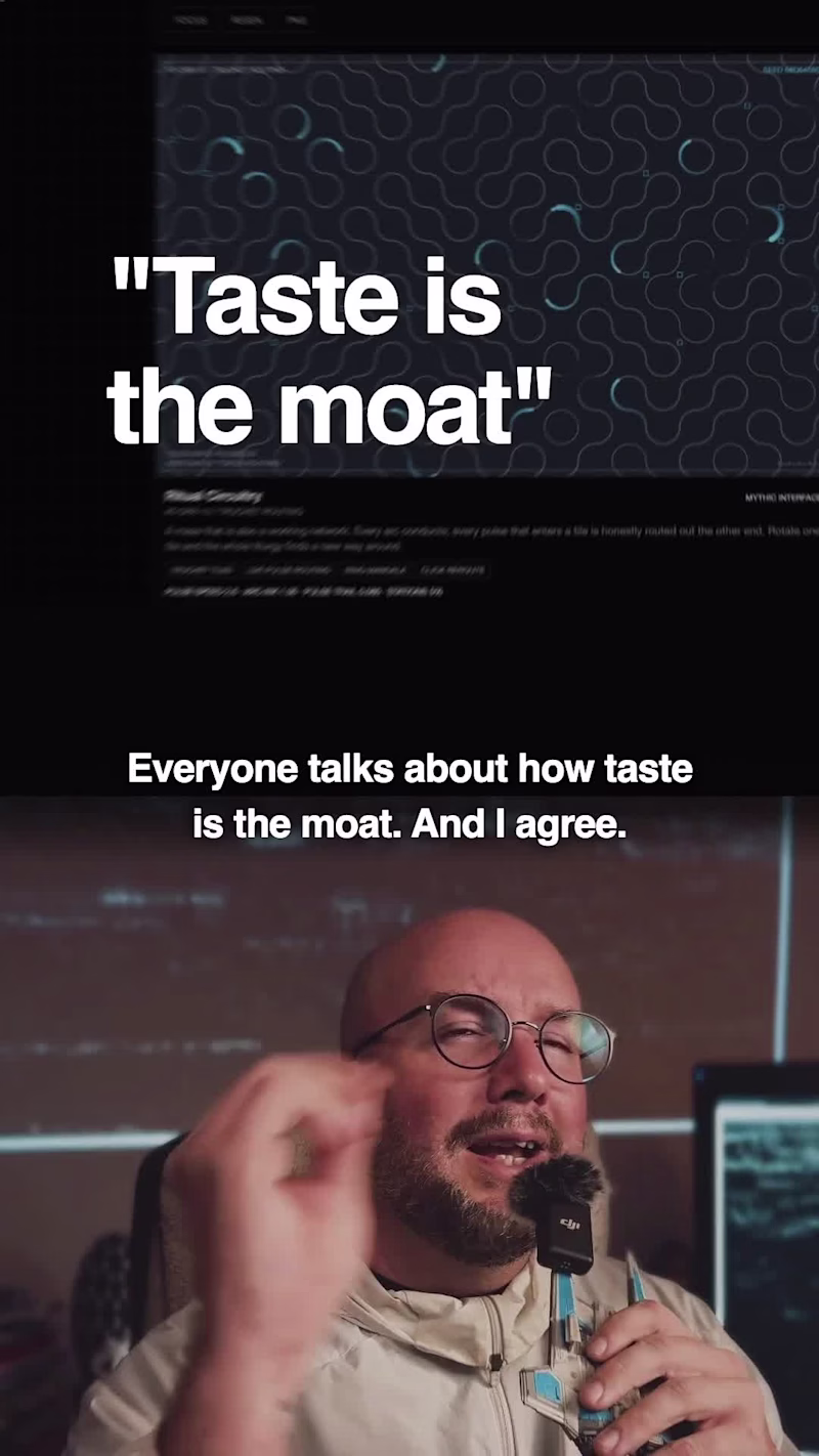 Cover image for "Taste is the moat" True,