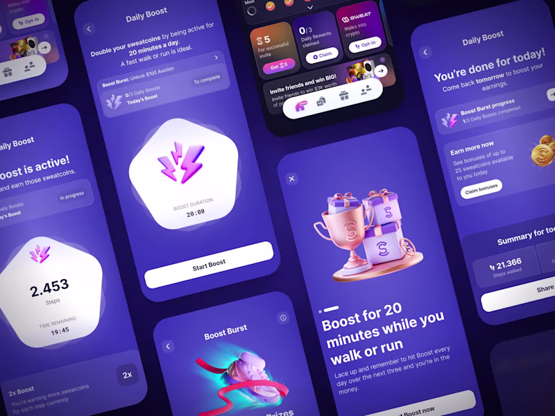 Cover image for Sweatcoin LiveOps | Gamified Fitness App UI/UX