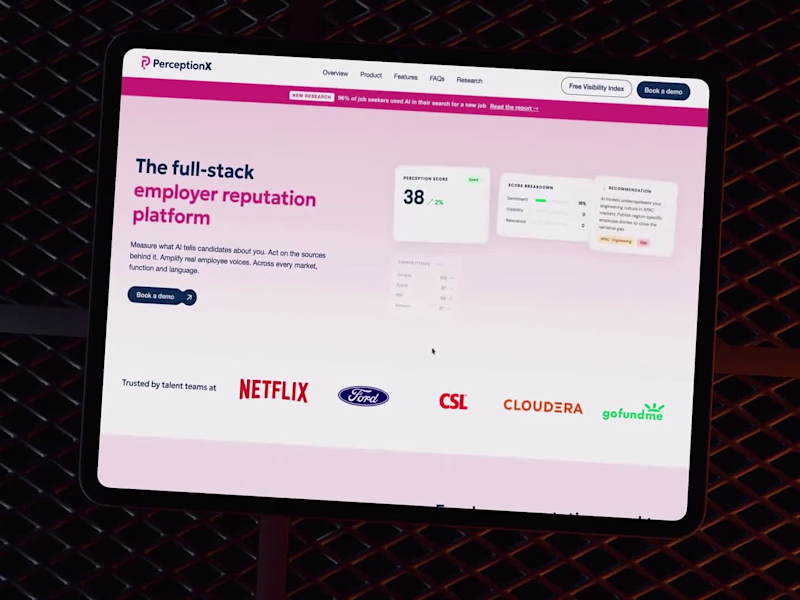 Cover image for PerceptionX: Website design and Webflow for an AI platform
