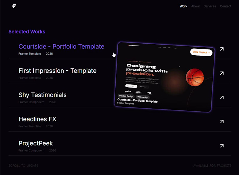 Cover image for ProjectPeek — Cursor-Following Portfolio Preview Component