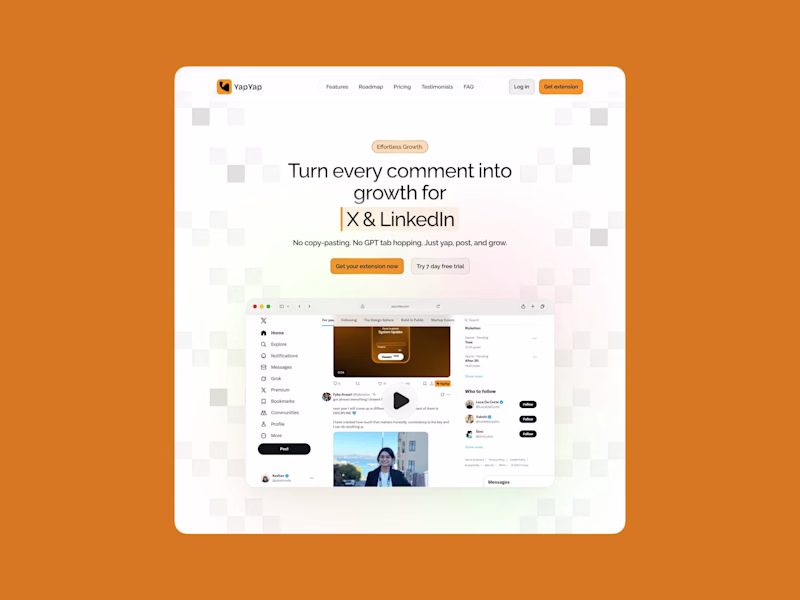Cover image for YapYap - AI Comment Generator Landing Page Design