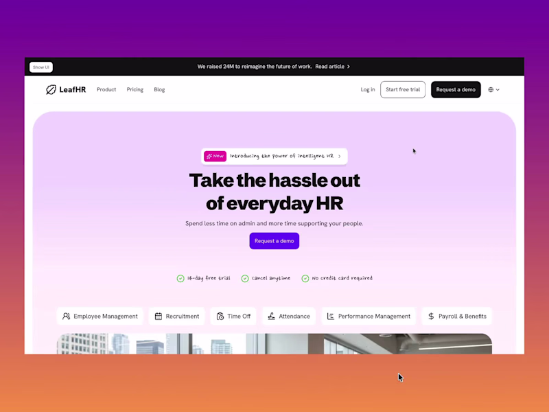 Cover image for LeafHR - HR & Recruitment Software Landing Page