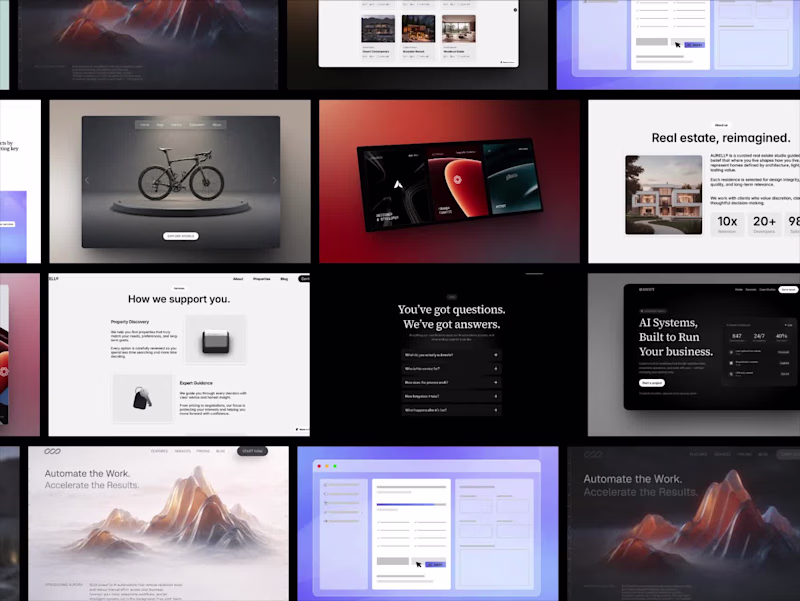 Cover image for Web design work so far.