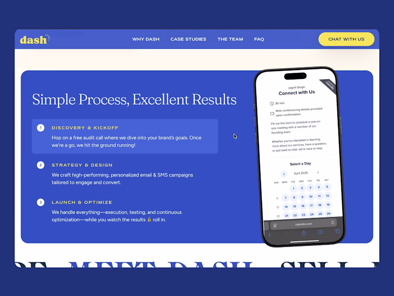 Cover image for Process section for Dash, a retention marketing agency based...