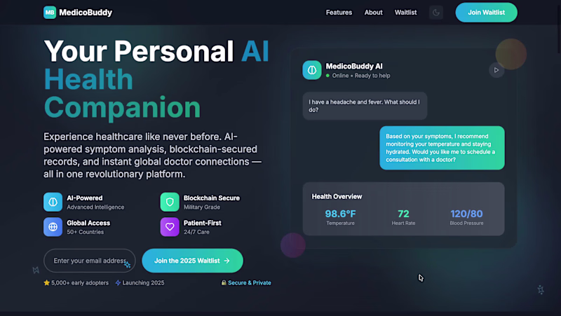 Cover image for MedicoBuddy - AI HealthTech SaaS | Next.js, Supabase, AI