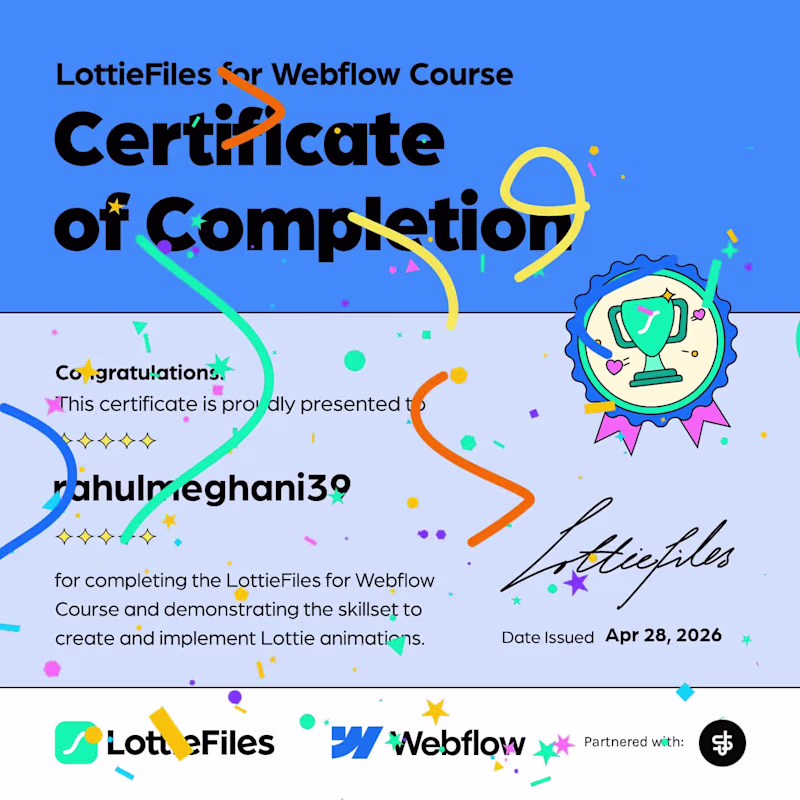 Cover image for LottieFiles for webflow Certification