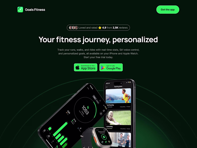 Cover image for Running & Walking App // Landing Page Concept This is a clea...
