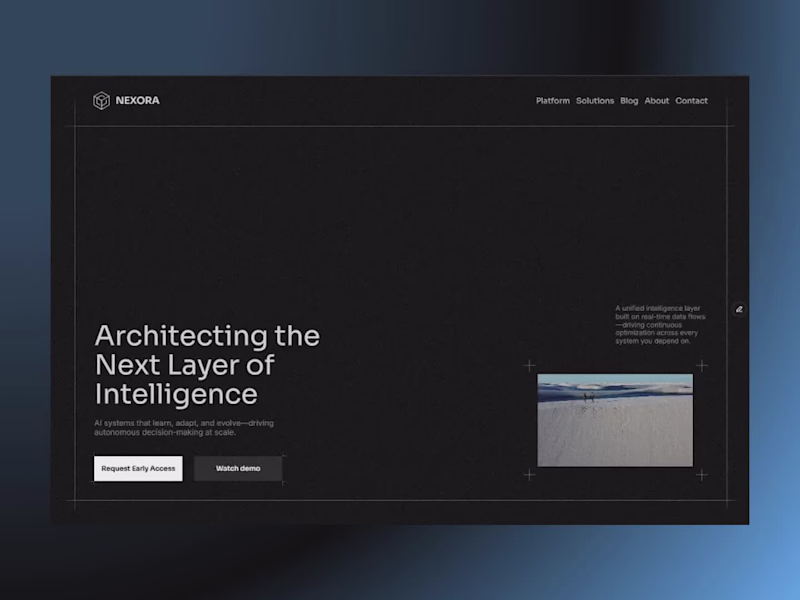 Cover image for A sleek AI-focused hero with glowing 3D shapes, layered grai...