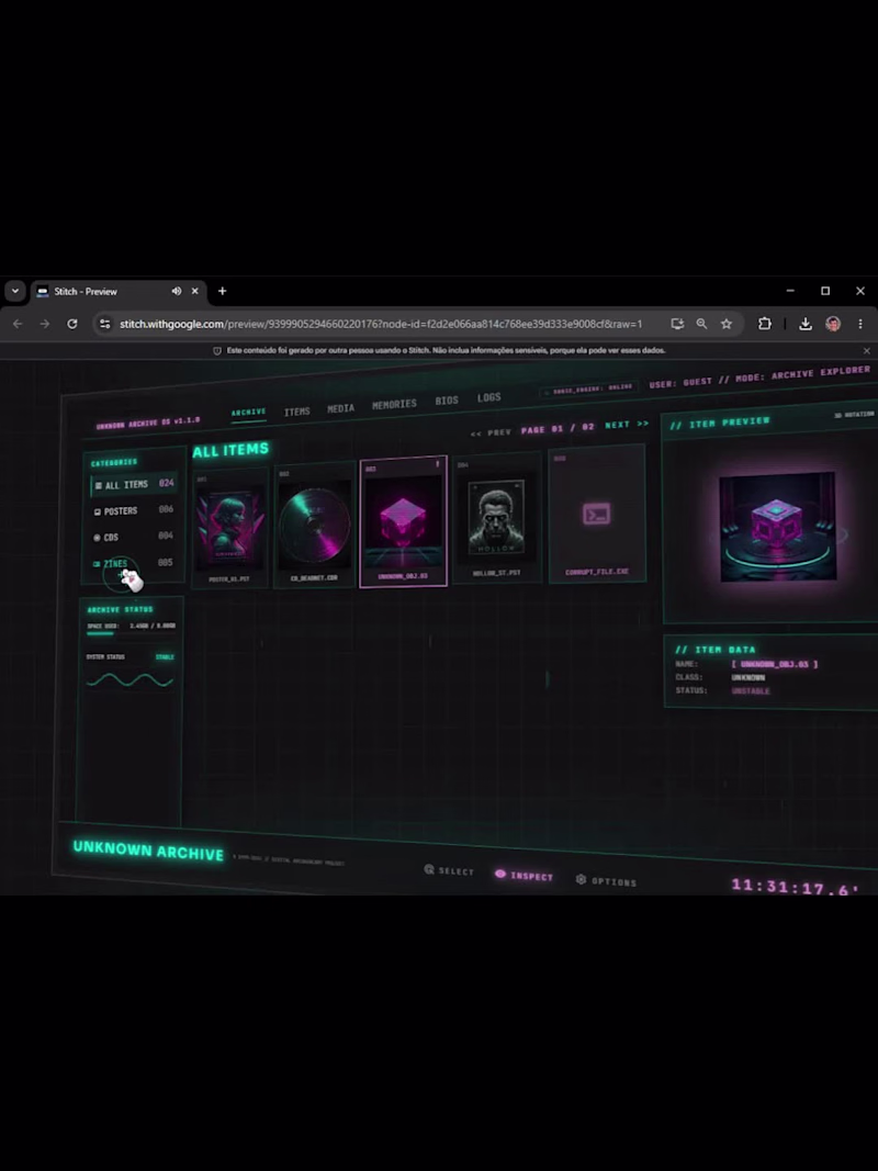 Cover image for I created a web experience inspired by PS1 game UI, cyberpun...