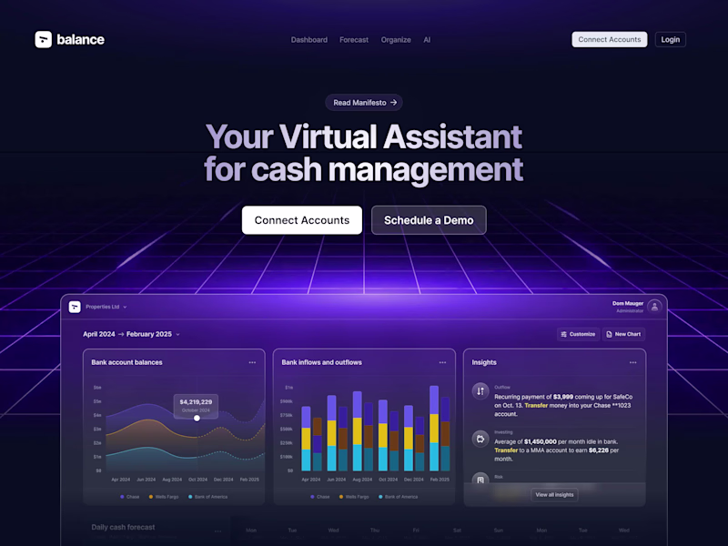 Cover image for Web Design for Fintech/AI Cash Management Platform