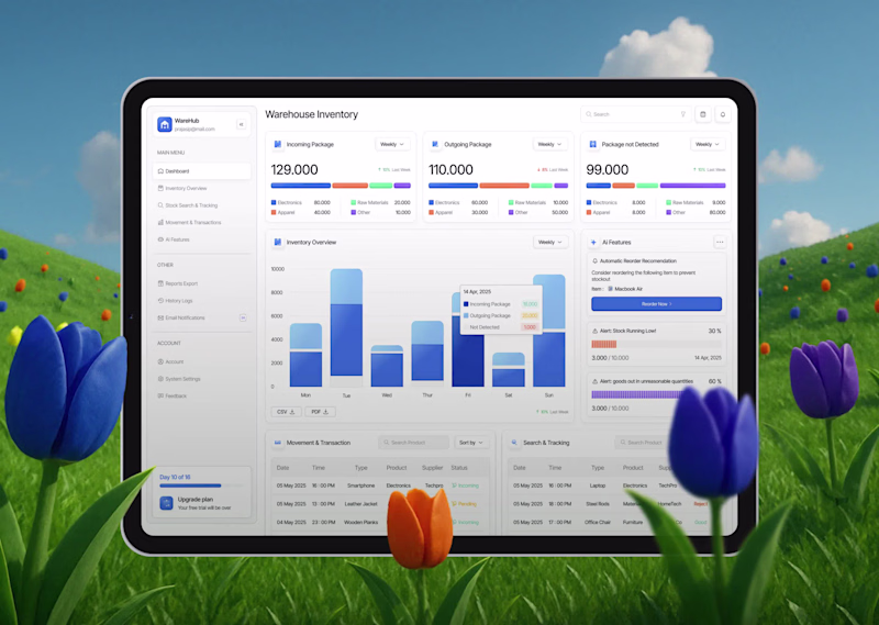 Cover image for WareHub - Warehouse Inventory AI Dashboard