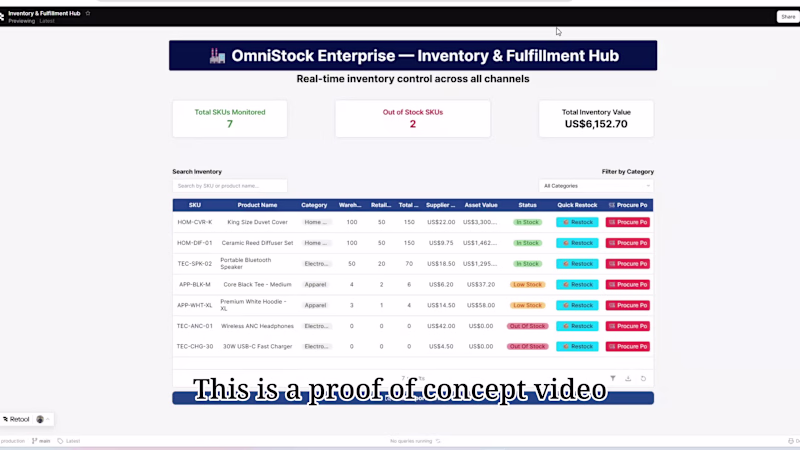 Cover image for OmniStock Enterprise — Retool Inventory & PO Dashboard
