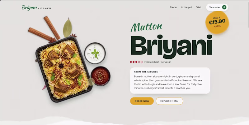 Cover image for Indian Restaurant Landing Page 