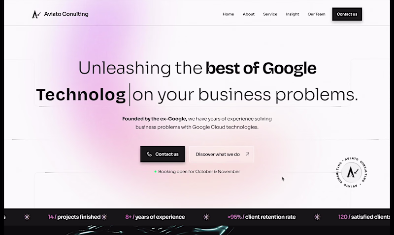 Cover image for Aviato Consulting Landing Page Design