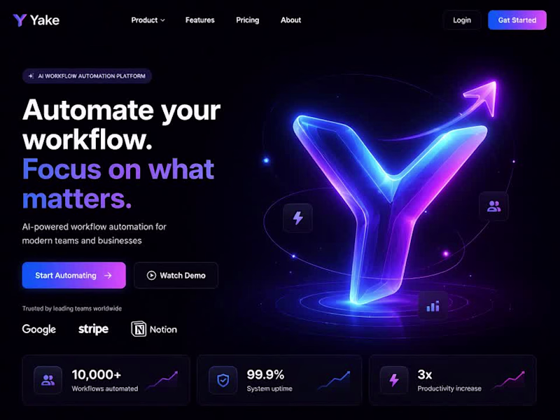 Cover image for Yake SaaS Landing Page Design
